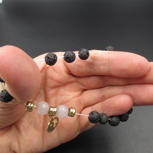 Vintage Stylish Peace Symbol Lava Rock Bracelet - Picture 5 of 6